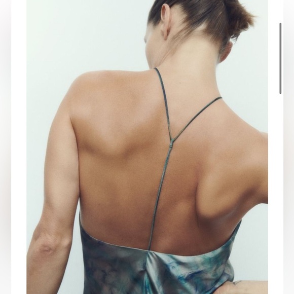 Zara Watercolor Tie Dye Halter Maxi Slip Dress. Multicolor. Size M - Picture 4 of 9